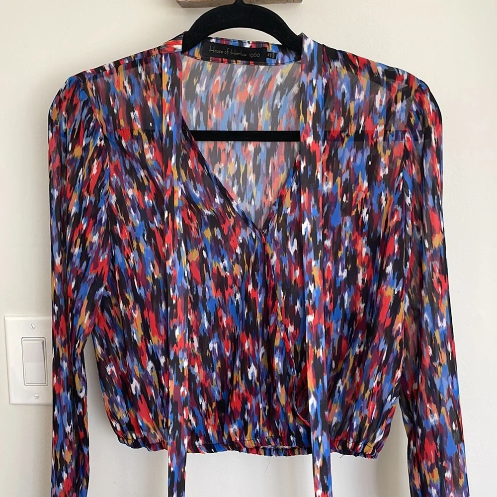 House of Harlow x Revolve Joli Tie Cuff Blouse - Picture 6 of 7